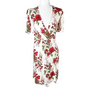 Reformation Laurent Floral Wrap Knee Length Dress Georgette Size XS